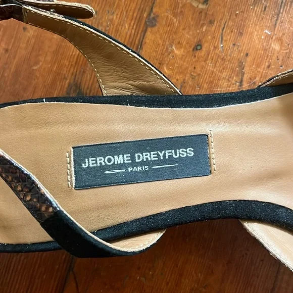 JEROME DREYFUSS Made in France Snakeskin Slingback Kitten Heels - Picture 7 of 8